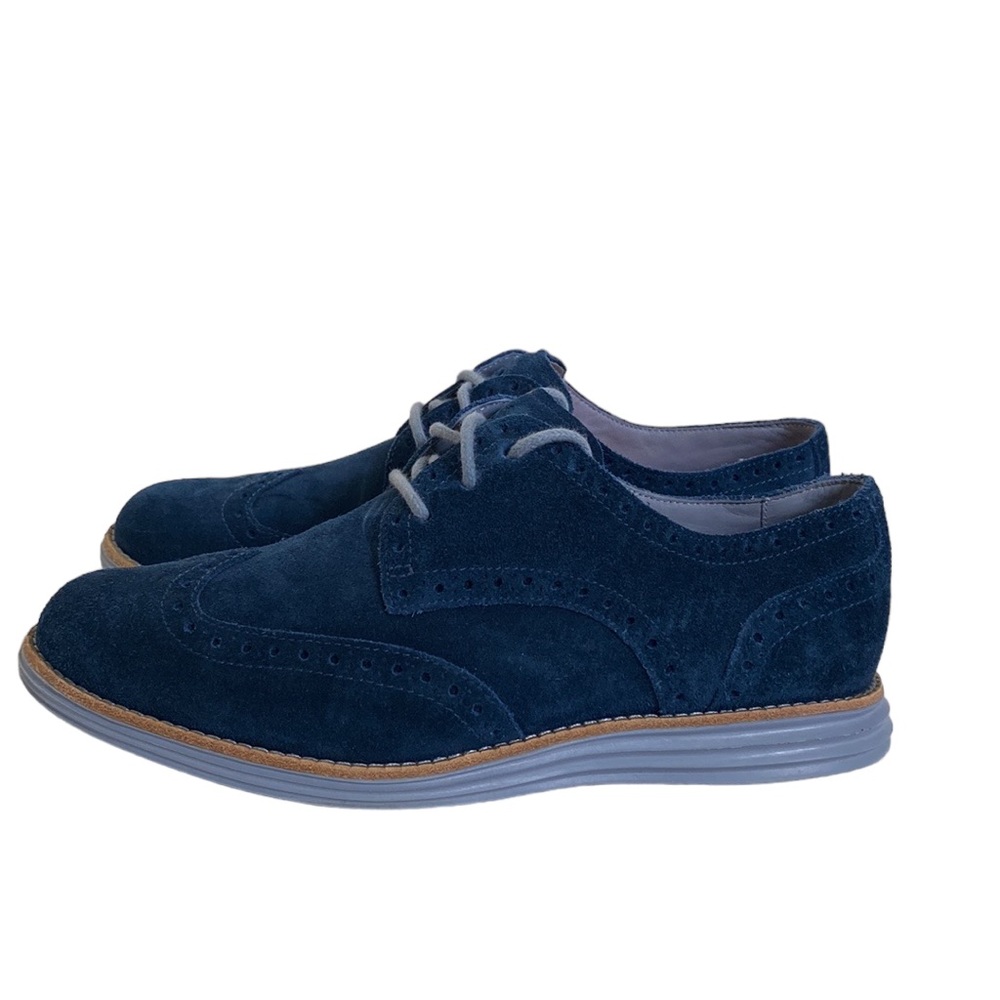 COLE HAAN Lunar Grand Blue Suede Oxford/Wingtip Shoes - NWOT/B - Picture 1 of 4